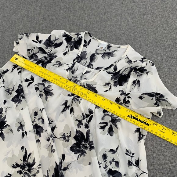 Rokoko Floral Flowy Chiffon Dress Relaxed Fit Small Polyester Short Sleeve Vneck - Picture 8 of 11